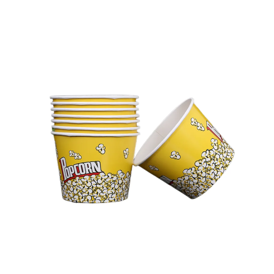 64oz big popcorn holder for family printing customization popcorn paper barrel cinema supply disposable paper popcorn bucket
