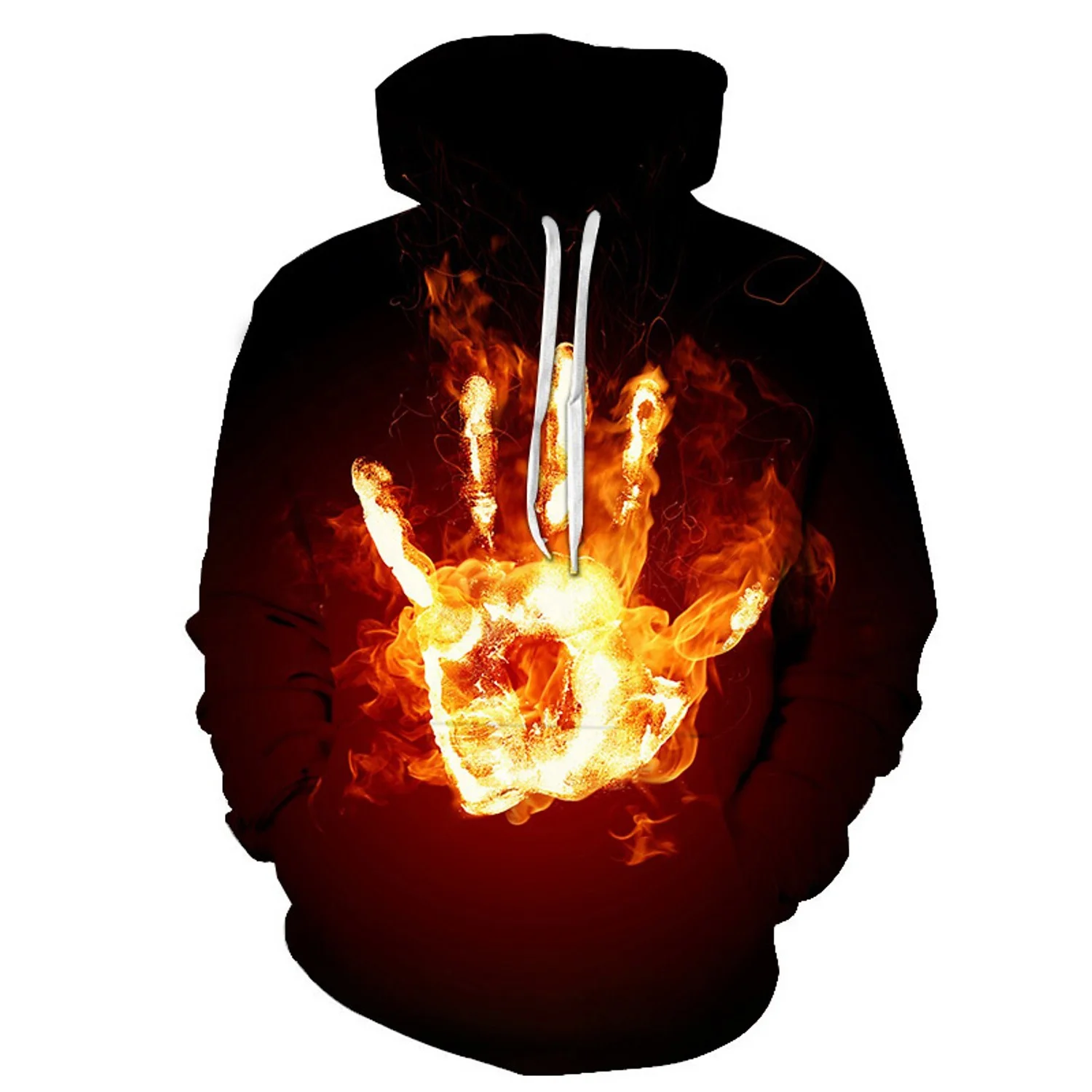 Wholesale Fashion Street Style Hip Hop Hooded Sweatshirt 3D Fire Flame Hoodie Red Smoke Graphic Print Outdoor Athletic Pullover