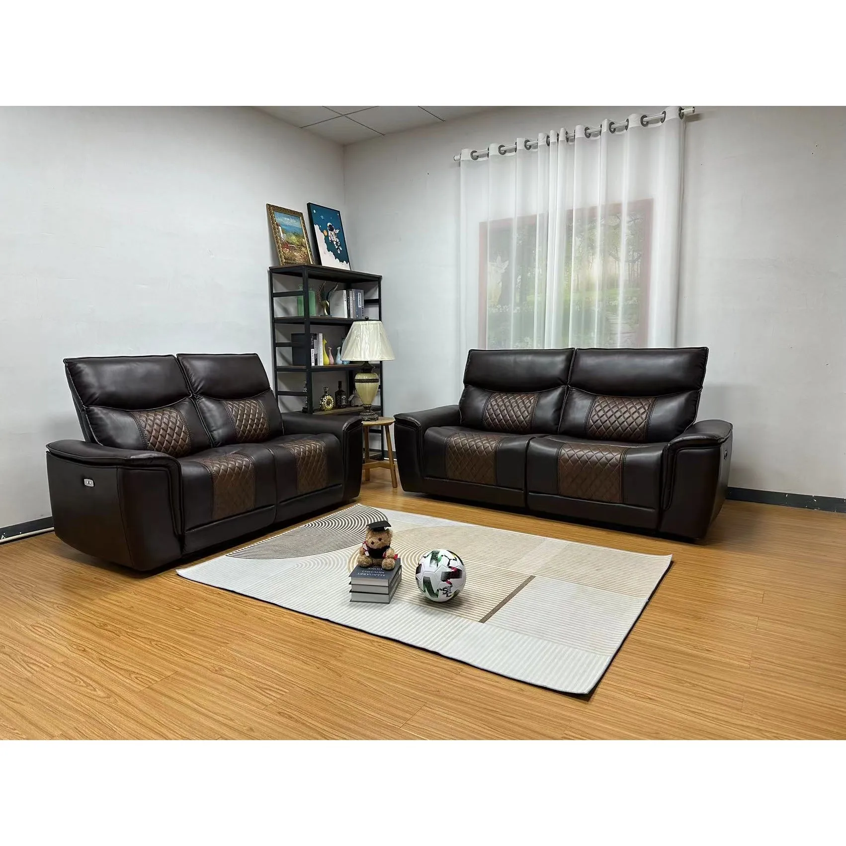 Latest fashion design high quality European style leather electric sectional sofa set