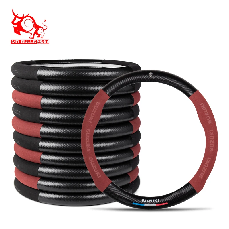 Microfiber Leather Sporty Steering Wheel Cover Black Sports Custom Logo OPP 15 Car Accessories Interior Sports Wheels for Truck