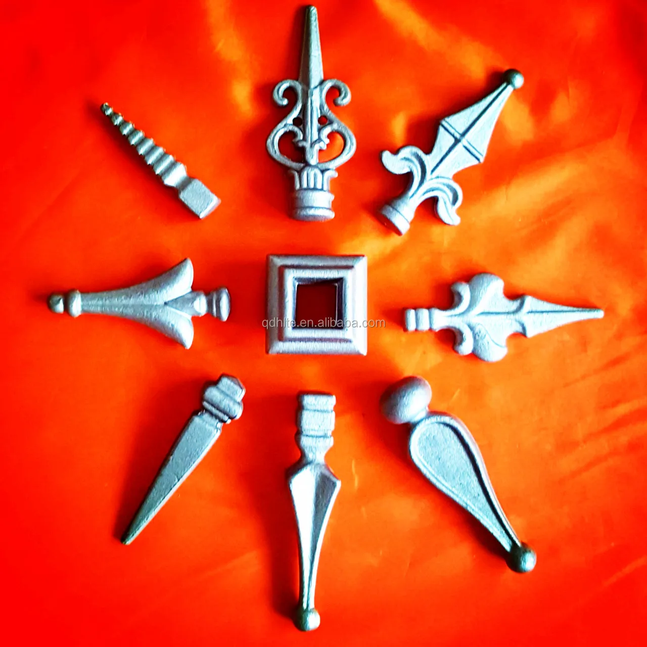 Wrought iron components and parts, hot forged spear head, iron fence finials