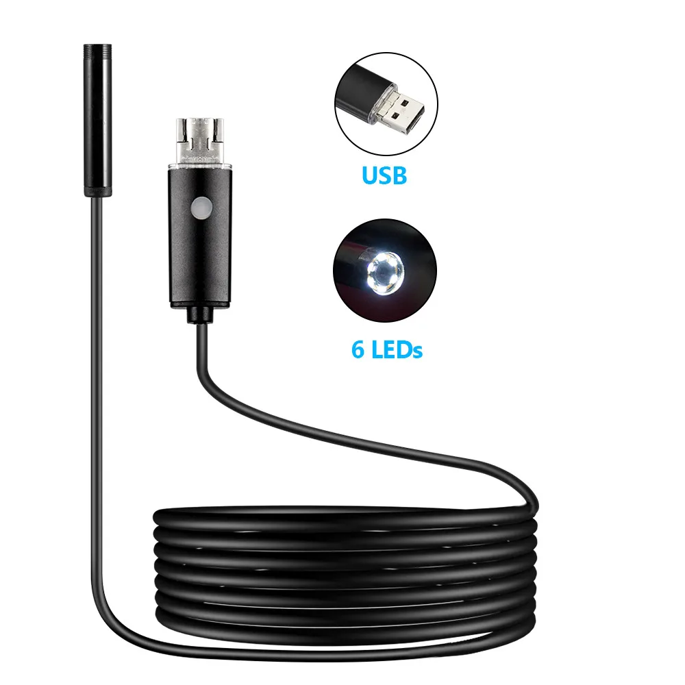 7mm lens Camera Endoscope HD 1200P IP68 Hard Flexible Tube Mirco USB Type-C Borescope Video Inspection for Android Endoscope