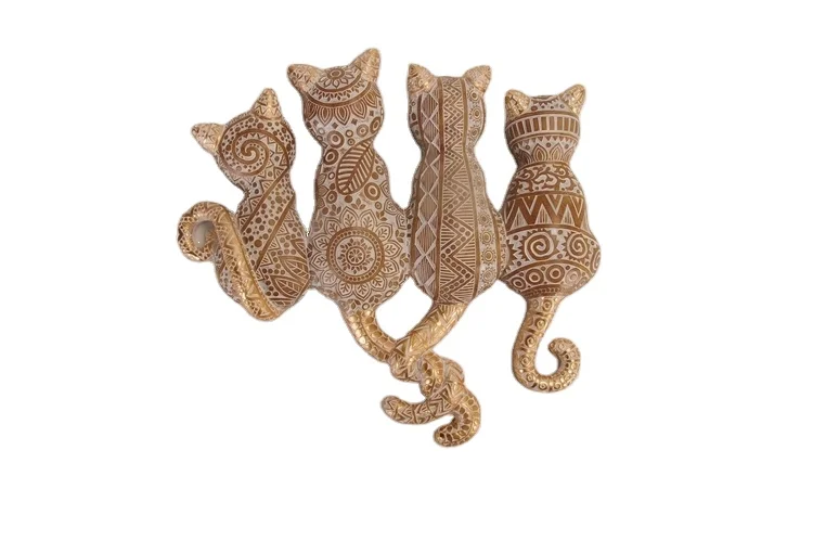Resin home decorations resin animal figurines four units colors cats group wall hanging sculptural gifts