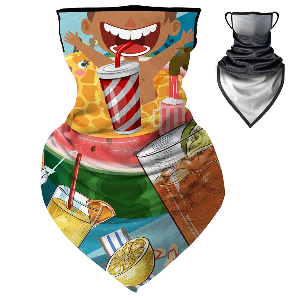 
Triangle Bandana Face-Shield Multifunction Tube Scarf Neck Gaiter Cover with ear loops Anti-UV Breathable Triangle Bandana 