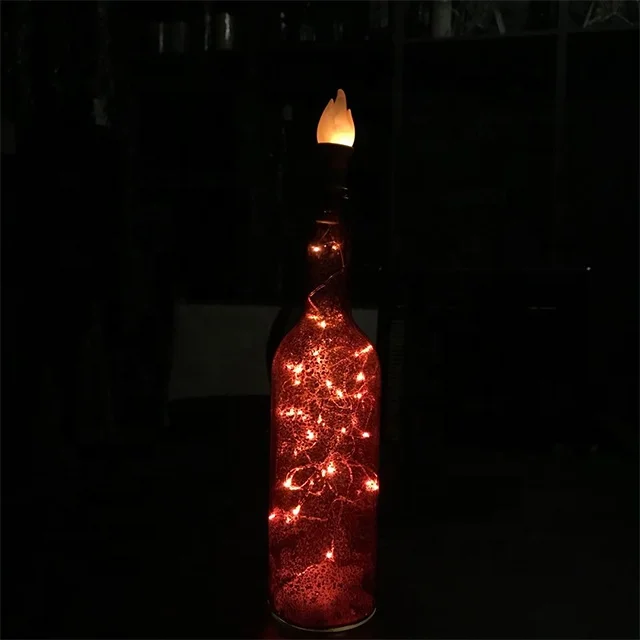 LED decoration living room lighting type battery wine cork bottle lights  copper wire bottle stopper fairy string light