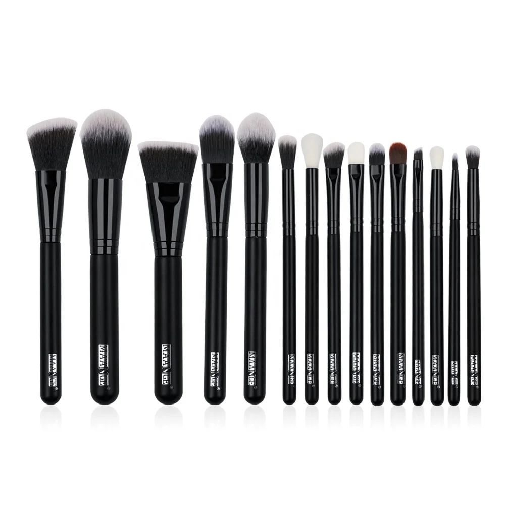 Maange 2023, новый стиль, оптовая продажа 15 штук черная ручка набор кистей для макияжа от частной марки, изготовленным на заказ логосом натуральных волос косметические кисти для макияжа