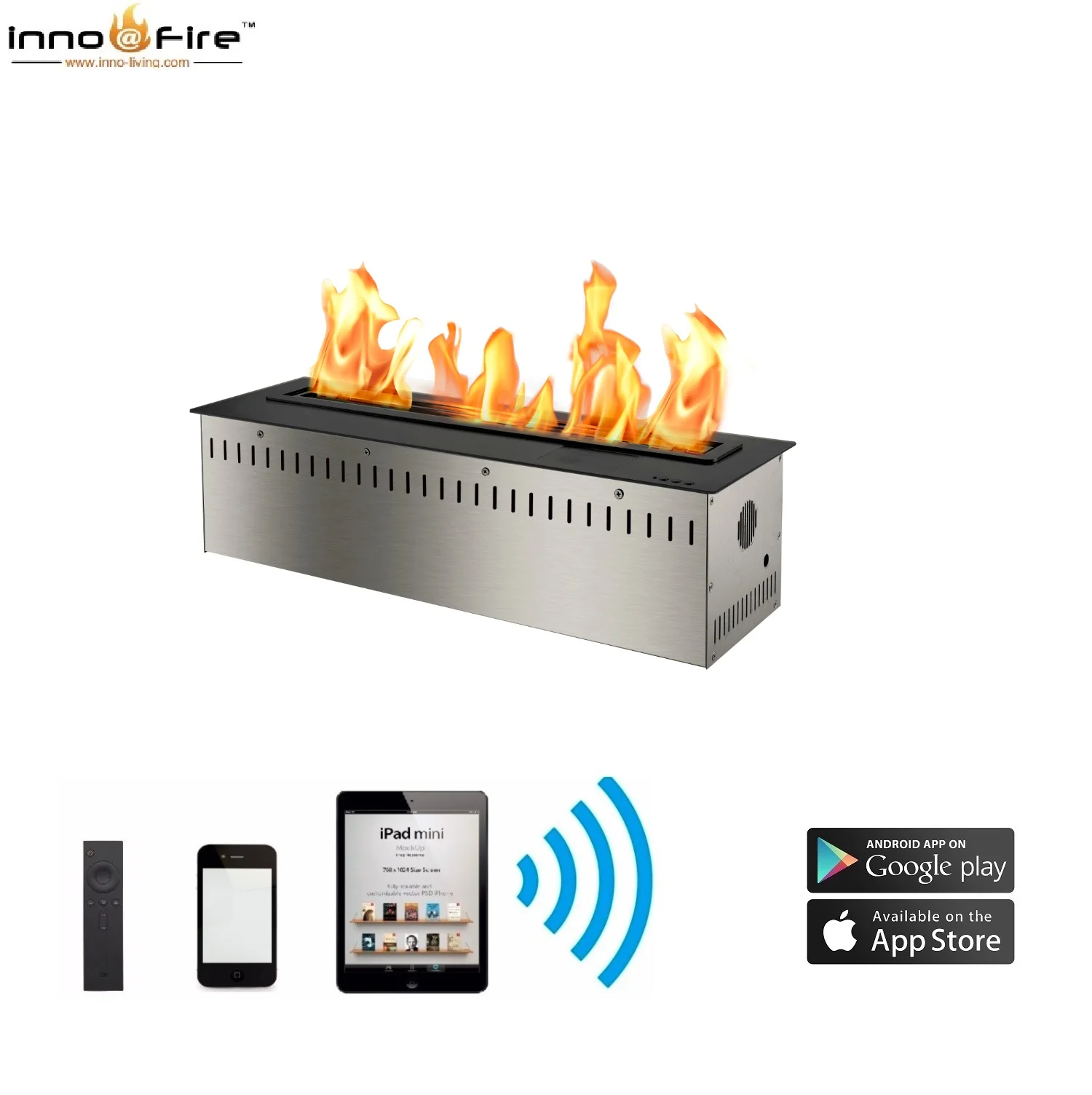Inno-living remote /wifi control ethanol fireplace electric indoor fire place