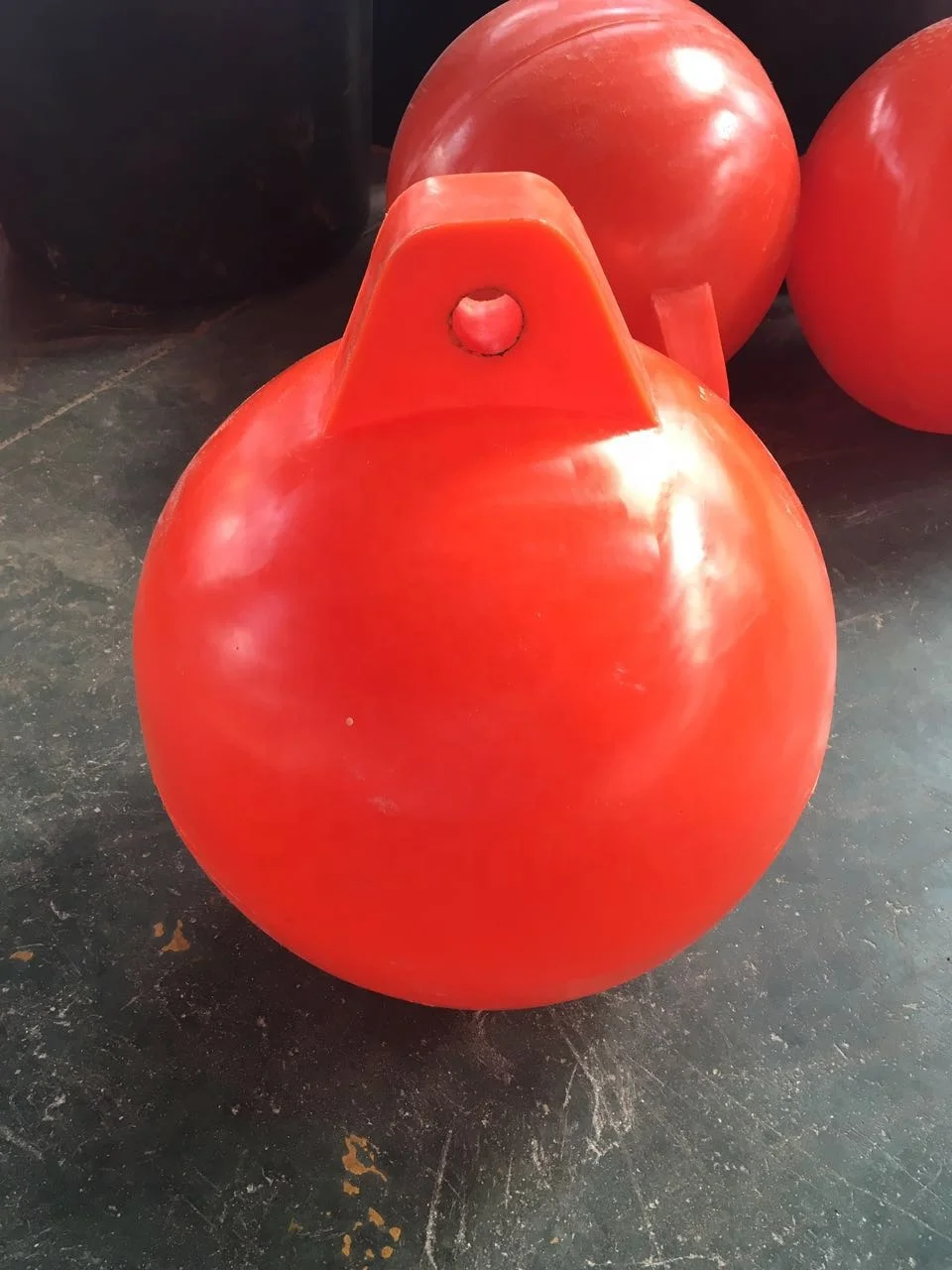 LLDPE Plastic Fish Net Sea Marine Floating Ball Buoy Single Ear Foam Filled Plastic Float Ball