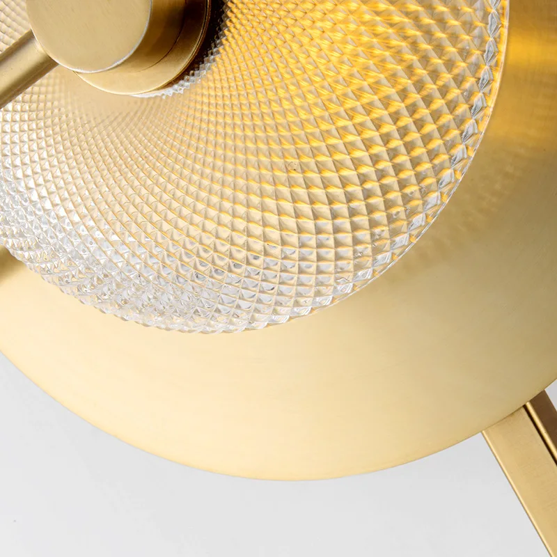 Oriental Interior Design Lighting Round Glass Cover Golden Wall Hanging Lamp Sconce Night Light for Bedroom