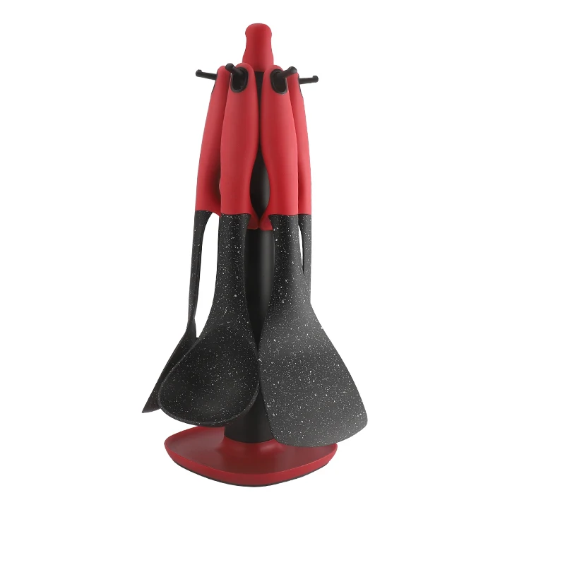 Custom Cocina 7 pcs Kitchen Utensils Suppliers Accessories Cooking Set with Stand Nylon Kitchenware Tools