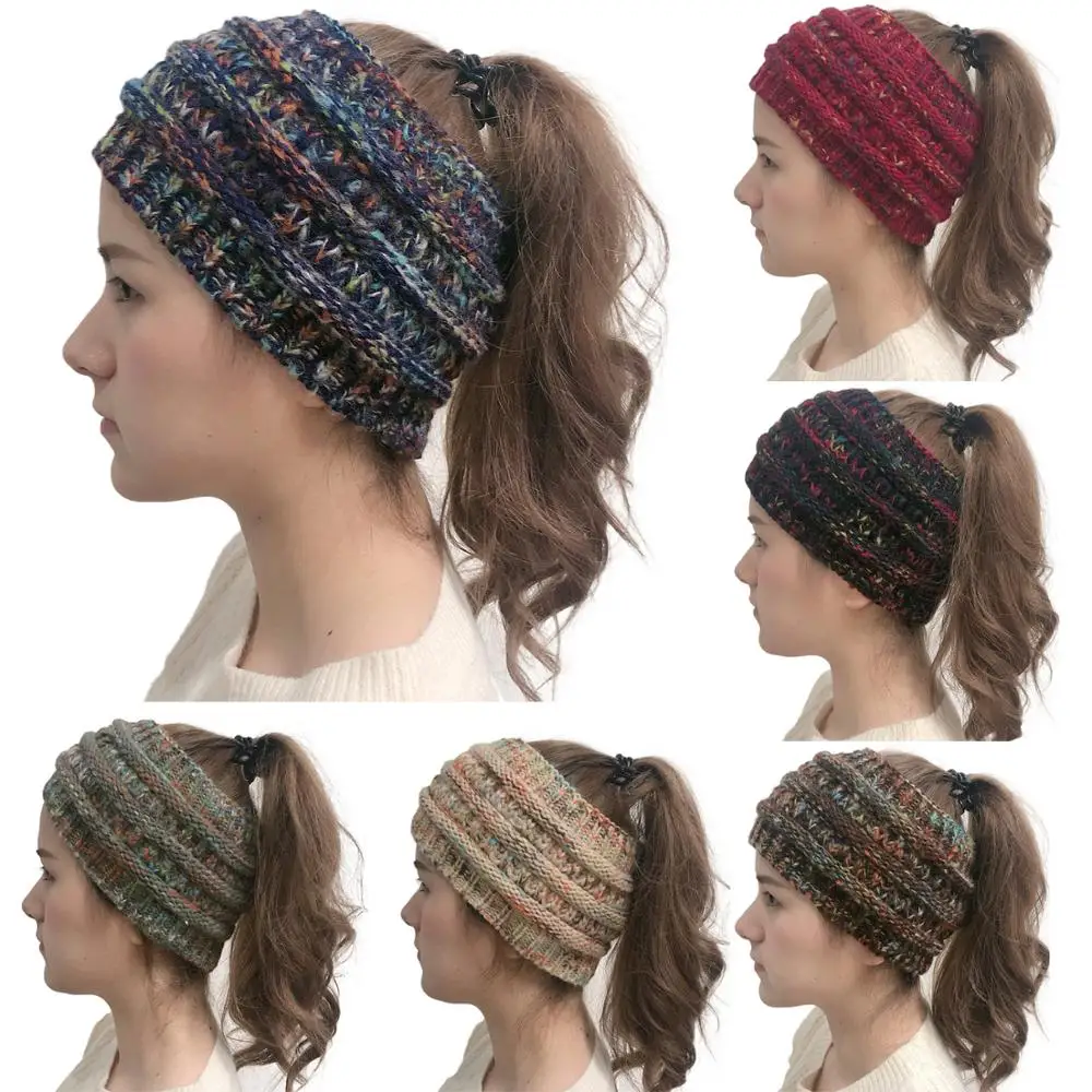 Colorful Knitted Crochet Twist Women Headband Winter Ear Warmer Elastic Hair Band for Women Wide Hair Accessories