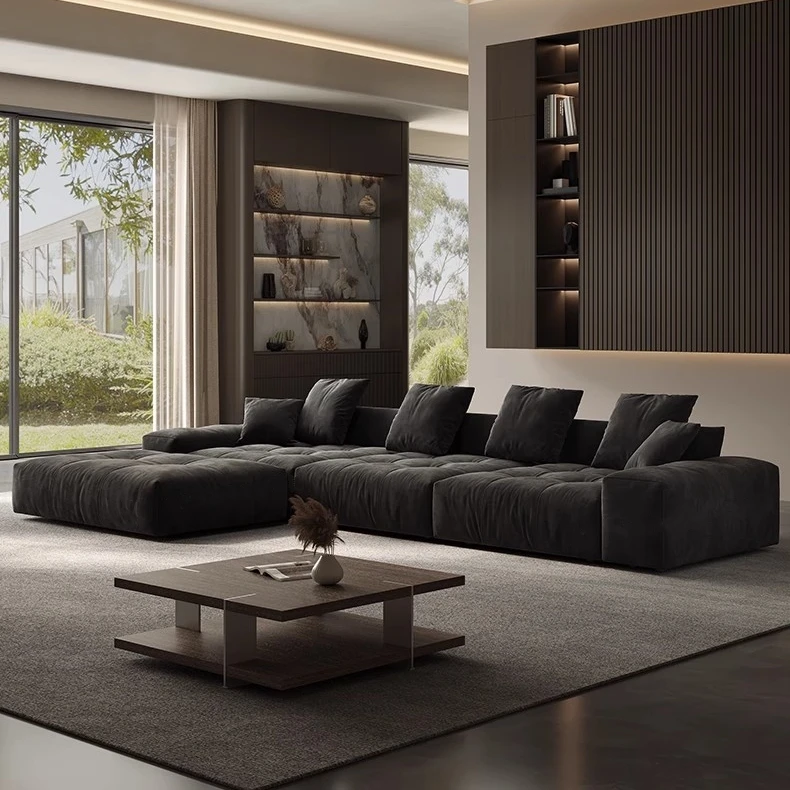 high class furniture Italian modular fabric sofa set with ottoman customs living room genuine leather sofa set modern