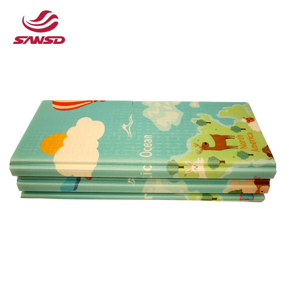 Sansd Crawling Soft XPE Foam Large Children Toddler Kids Baby Play Puzzle Waterproof Folding Foldable Floor Mat For Kid