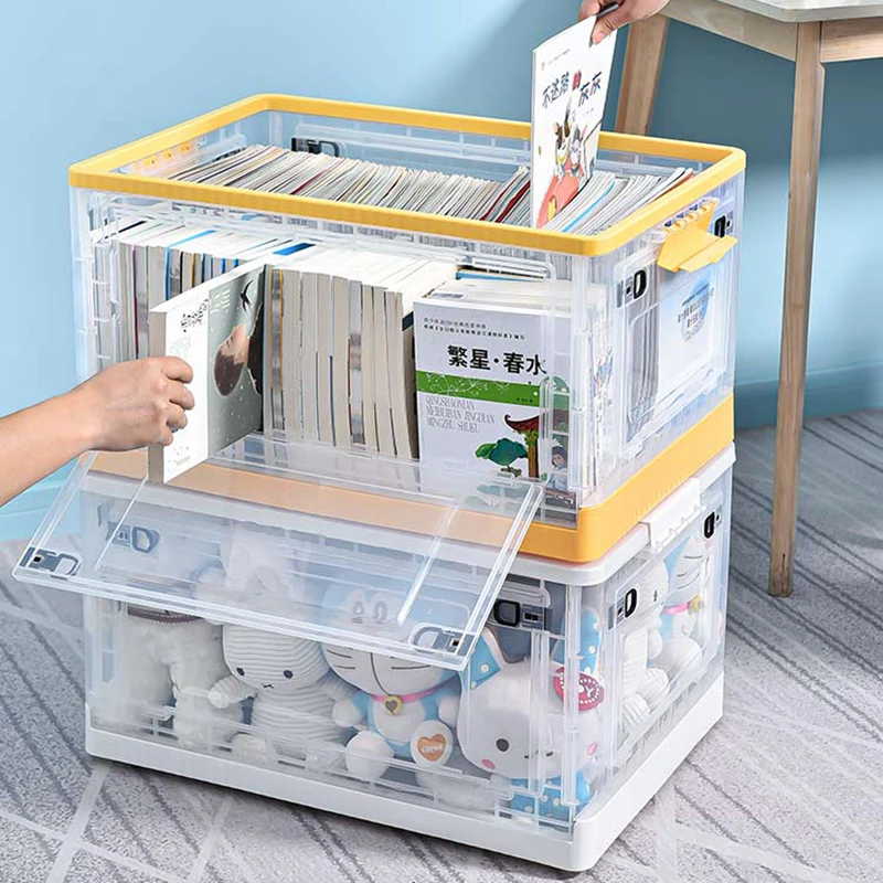 Household Clothes Toys organizer Stackable Folding Storage Bins collapsible With Wheels Foldable Plastic Storage Box