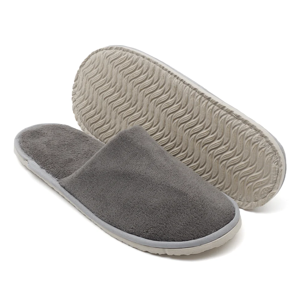 Winter Grey Coral Fleece Hotel Disposable Slippers  Bedroom Slippers 5 Star Hotel