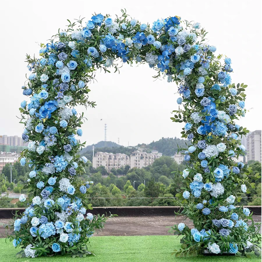 Декоративный фон для фотосъемки с изображением цветочной композиции королевских синих искусственных цветов орхидей арки ворот детского душа