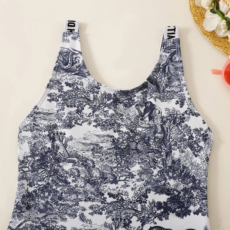 In Stock 2023 Wholesale Summer Girls Bathing Suits Swimsuit Designer Swimwear With Letters Designer Mommy And Me Kid Onesie