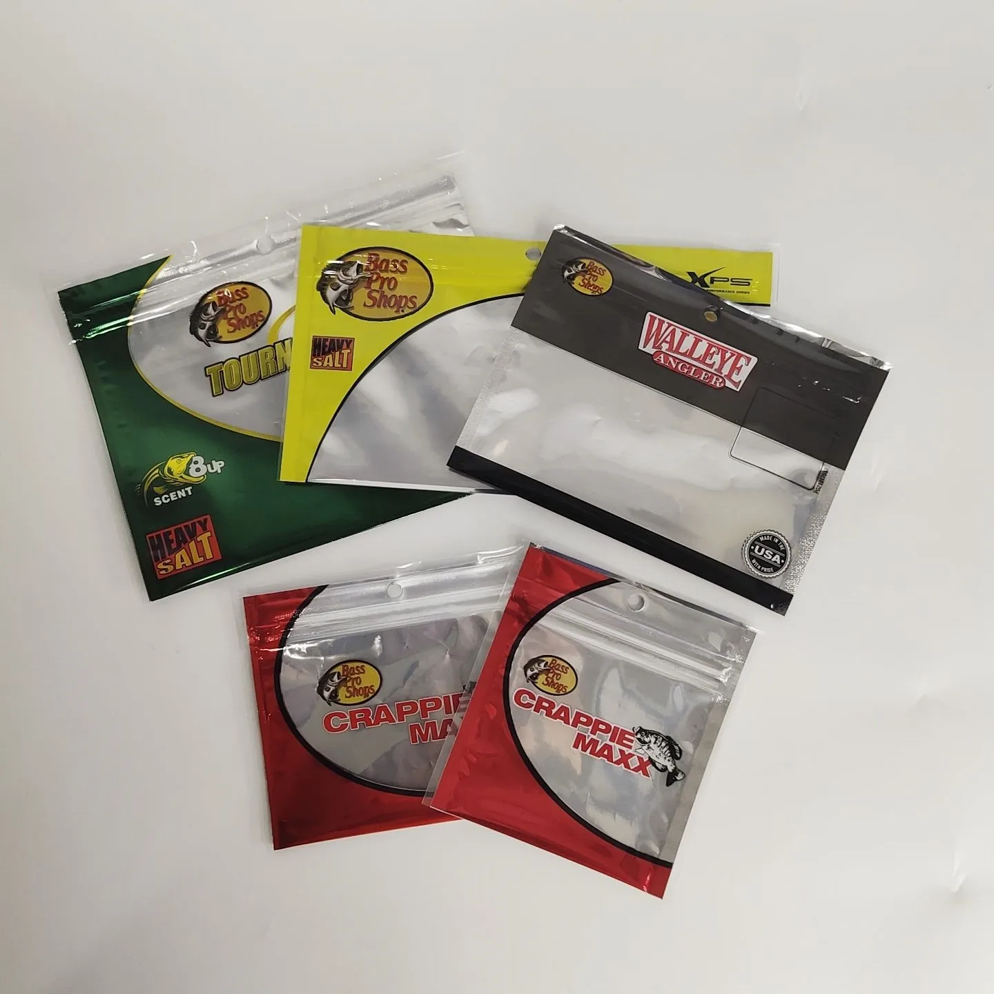 MOQ 500pcs digital print custom zipper bag plastic transparent ziplock fishing lure packaging bag baits with hole