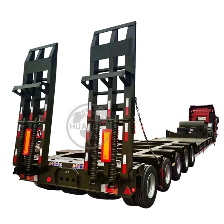3 Axles 60 Ton 60ton 80ton Low Boy Bed Lowbed Truck Semi Trailer