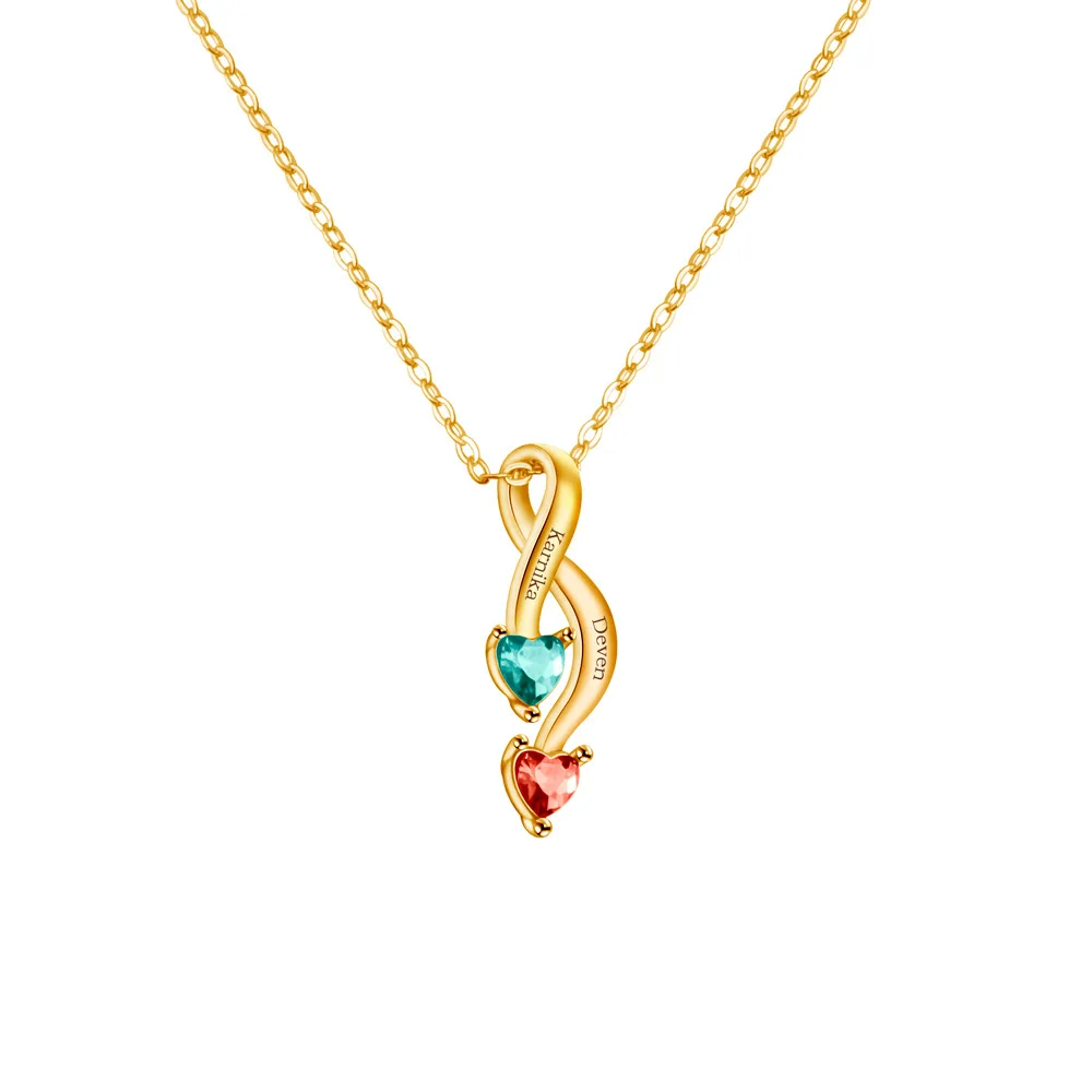 Customized Fashion Jewelry Necklaces with 9*25MM Birthstone Twisted 8-Shape Collarbone Chain for Couples