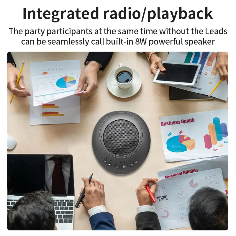 2021 Hanlinhui Portable Echo Reduction USB 2.4G Wireless Desktop Omni-directional Communication Conference Microphone Speaker