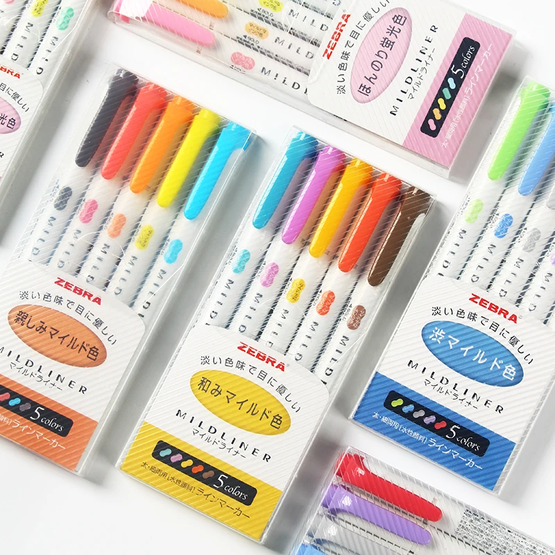  5 шт./компл. Zebra Mildliner двухсторонний хайлайтер ручка с крючком милый художественный маркер японские