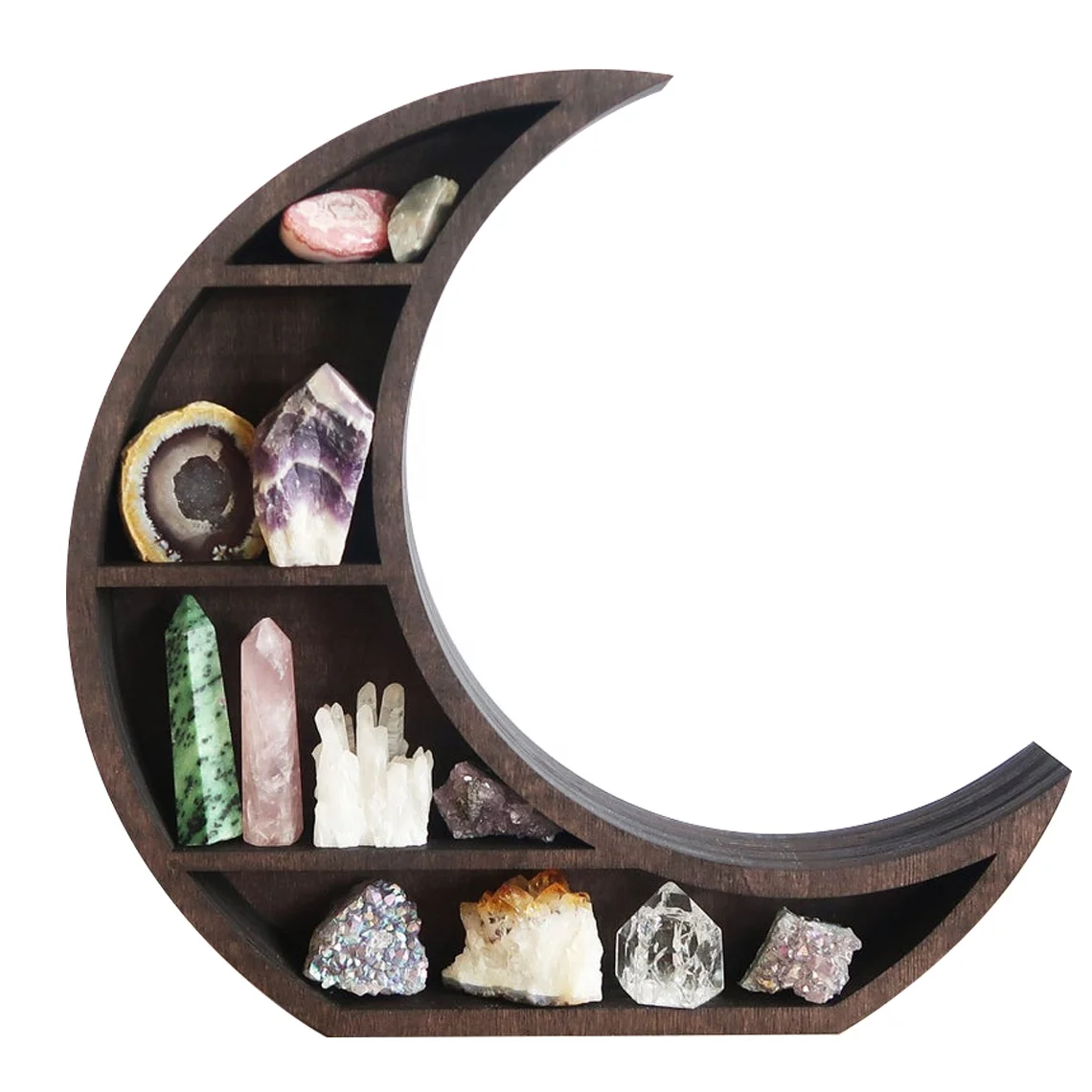Rustic Wood Moon Shelf Moon Phase Shelf Moon Phase Shelves Geometric Crystal Shelf