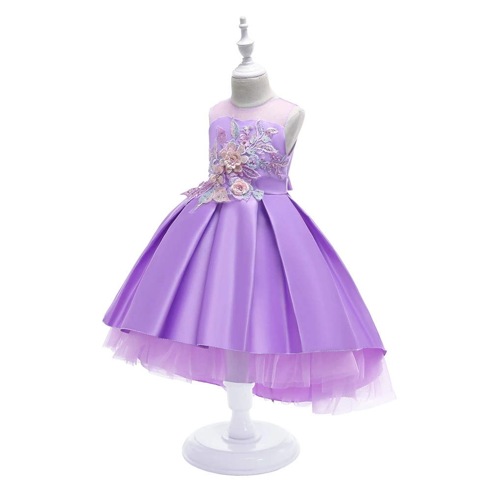 New fashion sleeveless wholesale boutique embroidery flower birthday princess party kids children 11 years old girls dress
