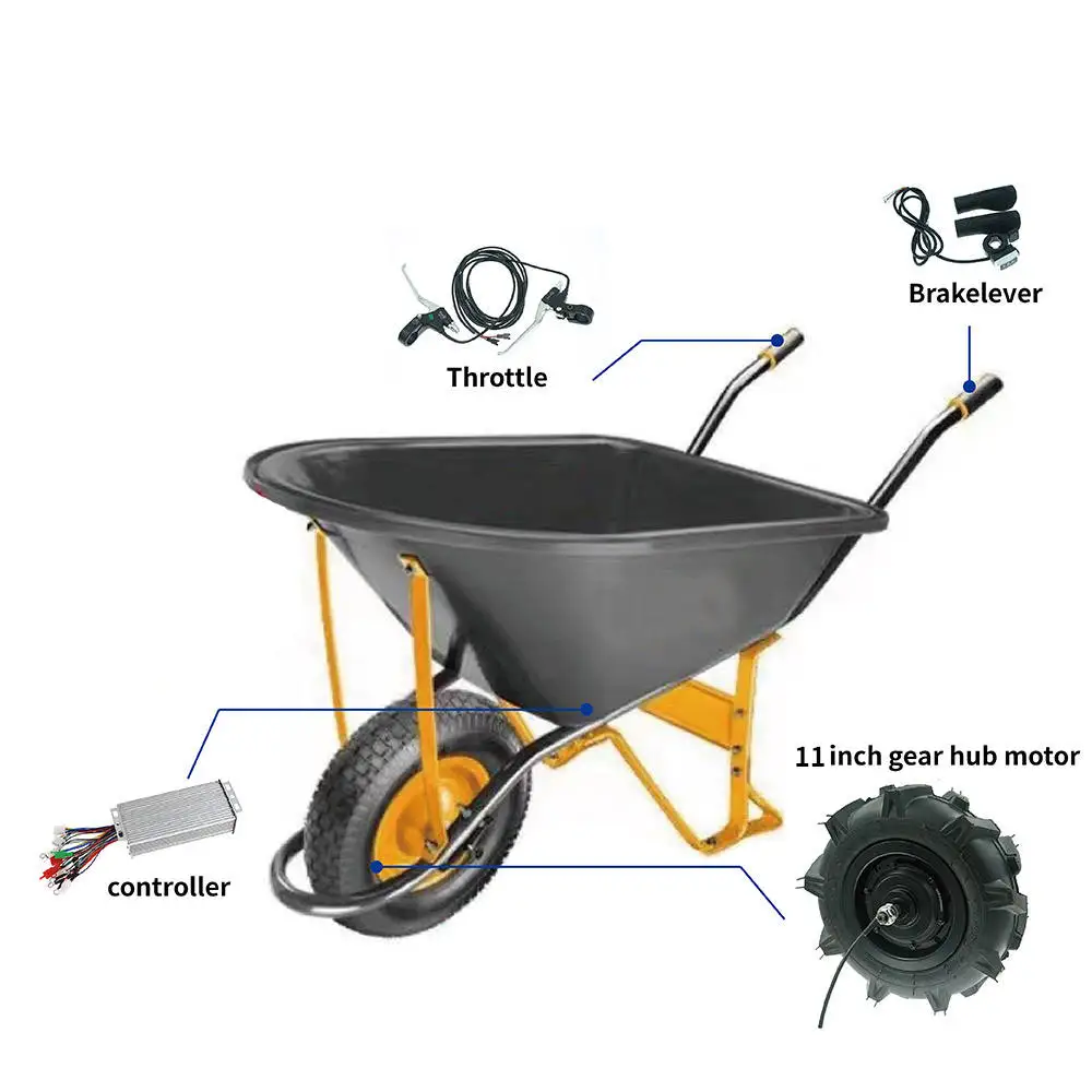 M 11inch 48V500W 8km/h high torque tractor tire geared hub motor kit for wheelbarrow