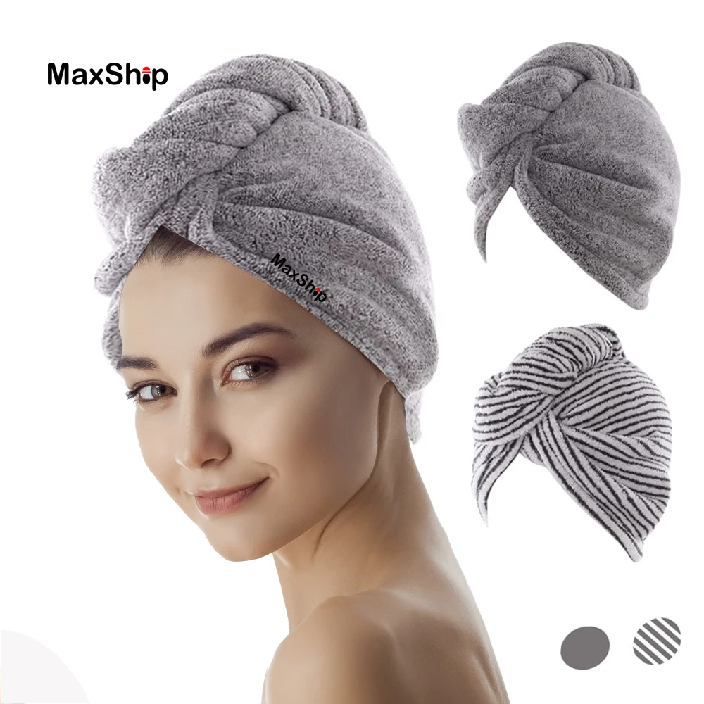 Bamboo Hair Towel Wrap Microfiber Hair Drying Shower Turban