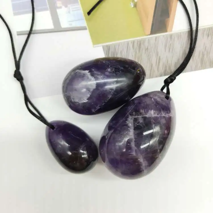 Wholesale Bulk Natural Undrilled Gia Certified Jade Amethyst Crystal Ametista Yoni Egg For Women Exercise