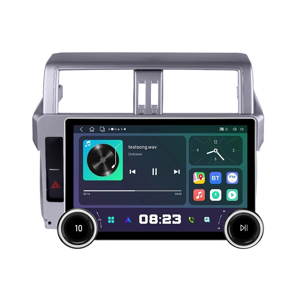 11.8 Inch 2K Dual Knobs 2 Din QLED Screen Car Radio For Toyota Land Cruiser Prado 2014-17 Multimedia Player Android Auto Carplay