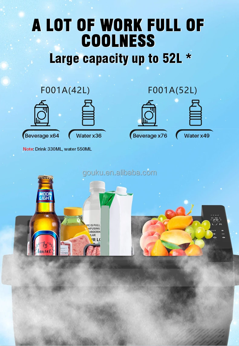 Portable Car Mini Fridge 220V 12V Make ice quickly Freezer Refrigerator Car Fridge Car Bus Truck Boat Camping Mini Fridge