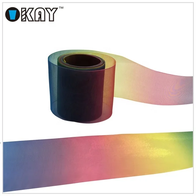 High Quality 1inch and 1.5 inch Rainbow Organza Sheer Ribbon