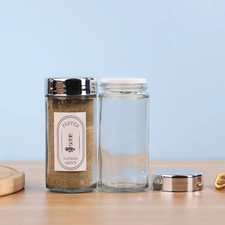3oz round glass spice shaker bottles pepper powder salt allspice glass container with shaker id