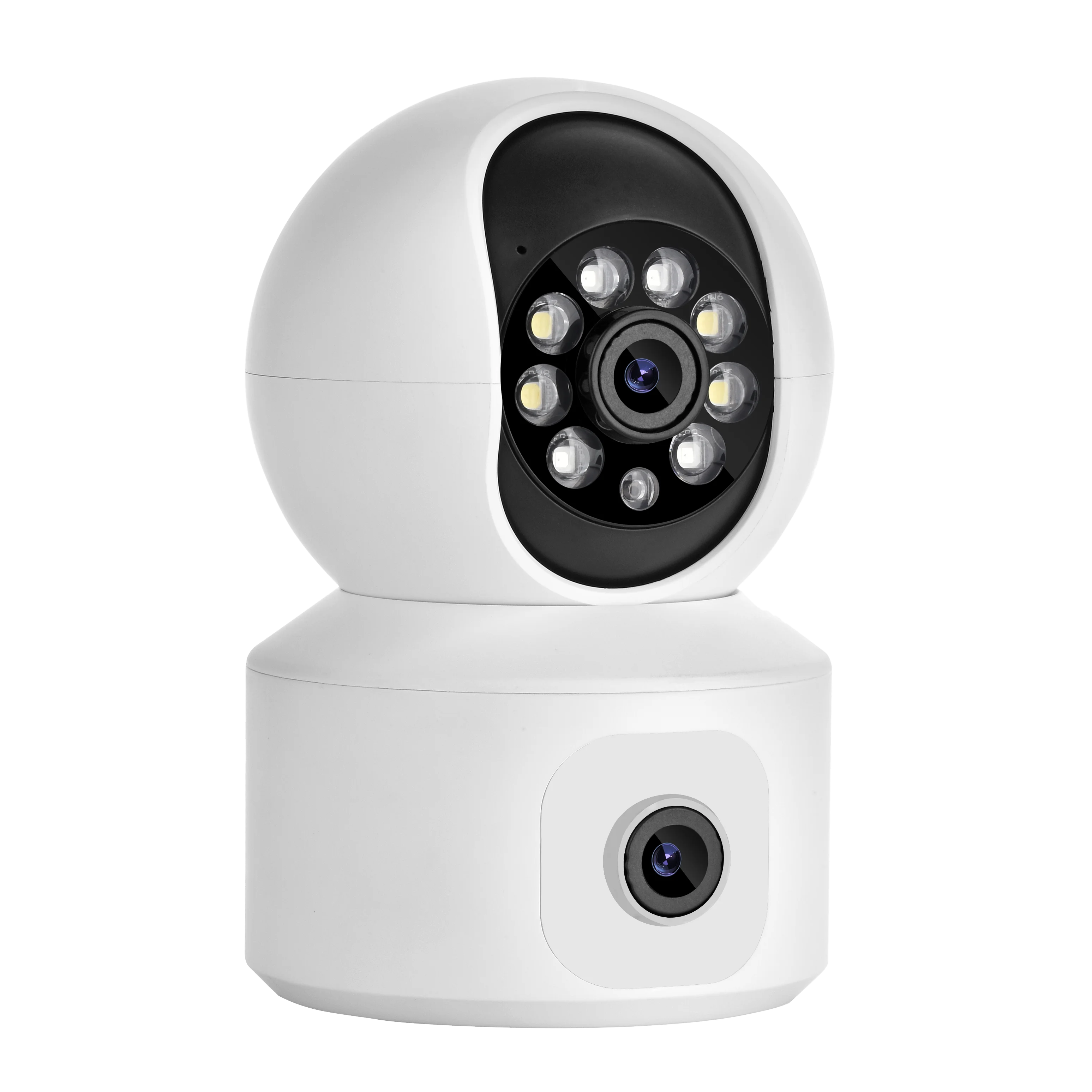 Dual lens indoor wifi camera with colorful night vision two picture Motion tracking AI wireless security camera
