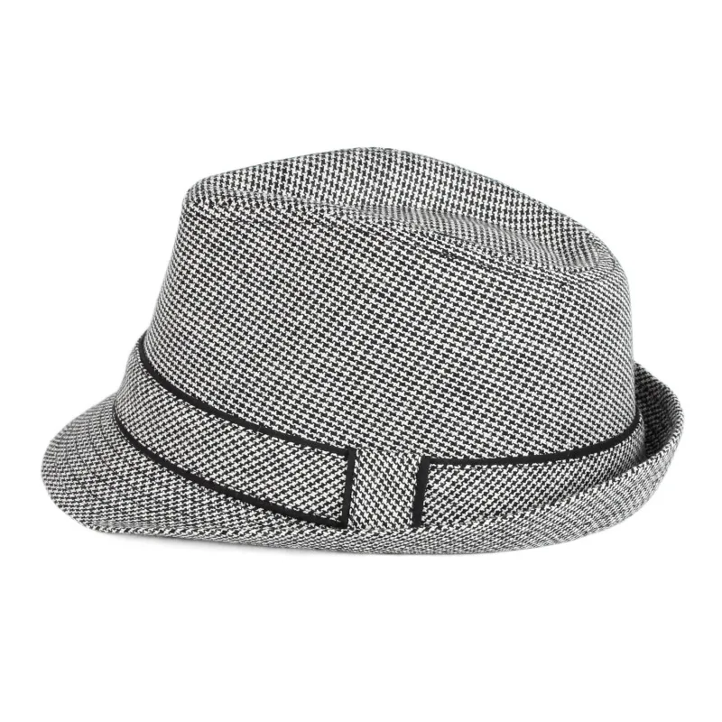 Wholesale Unisex Classic Spring Autumn Checked Black White Swallow Gird Panama Fedora Hats