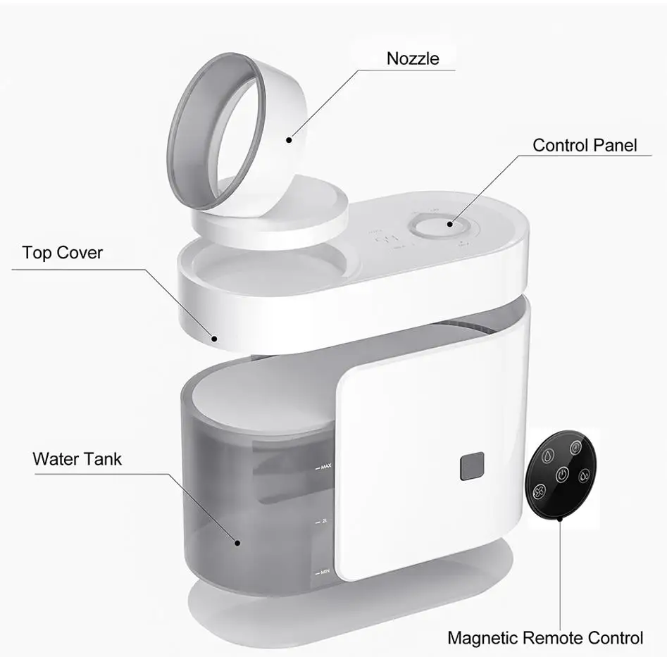 2024 Essential Oil Diffuser Abs Air Air Fresh Atomizer Cool Mist Humidifier 4.5L Aroma Essential Oil Fragrance Machine