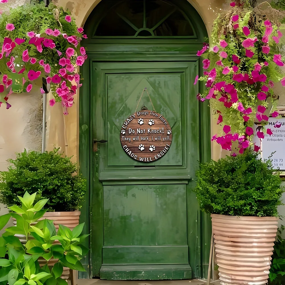 2024 new cross-border hot style home decoration pet wooden door sign round logo creative decorative sign home