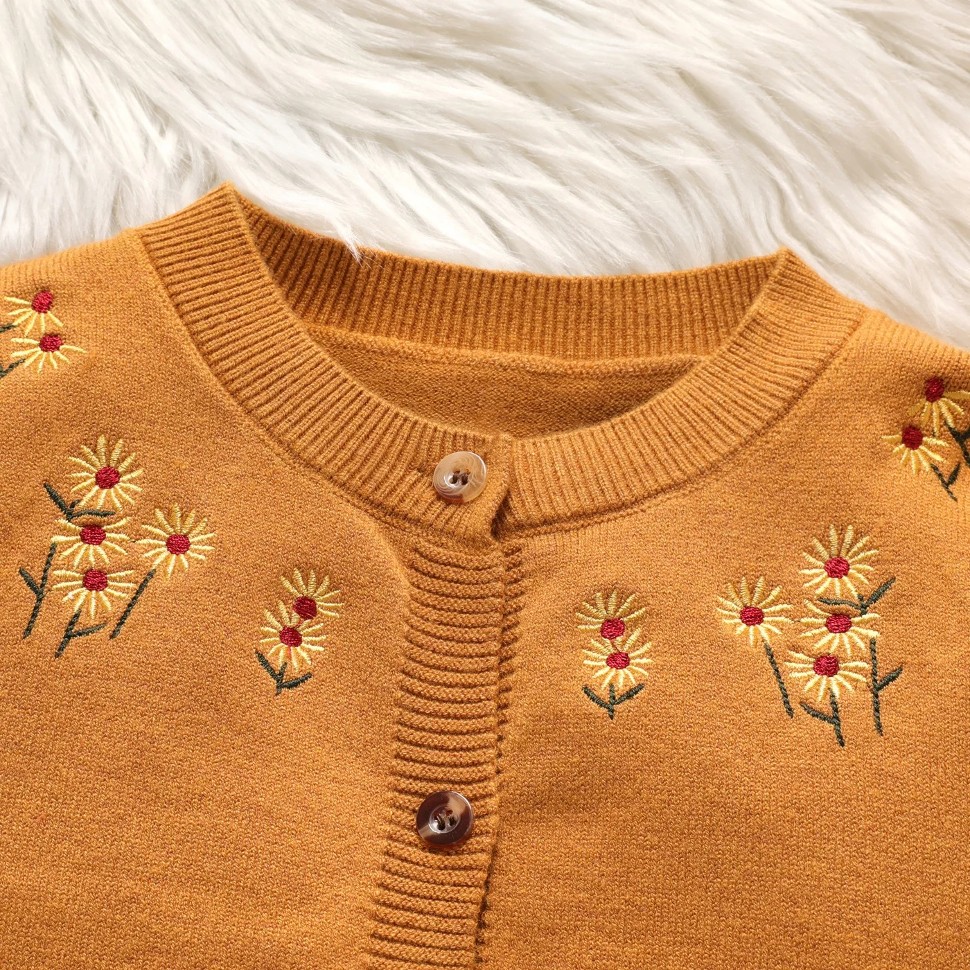 Vintage style embroidery little flower pattern infant toddler apparel sweater baby girl cardigan