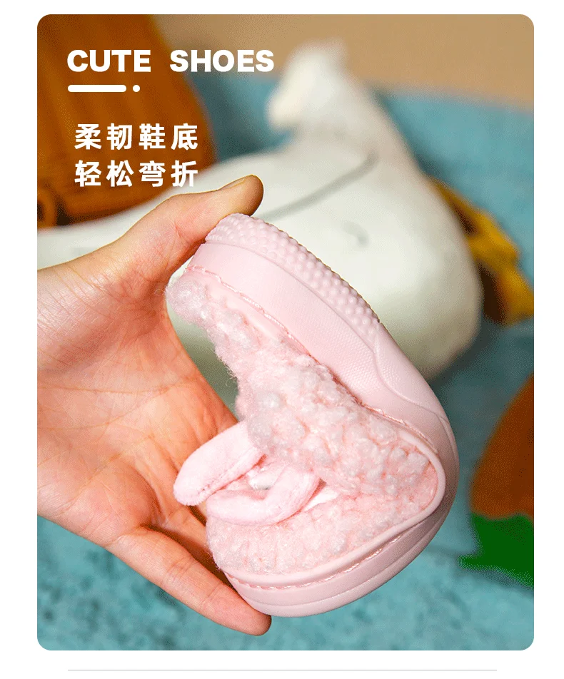 Wholesale Price Baby Sandalia Plush Upper PVC Sole Baby Fur Slides Children Cartoon Slipper Sandals Kids Slippers