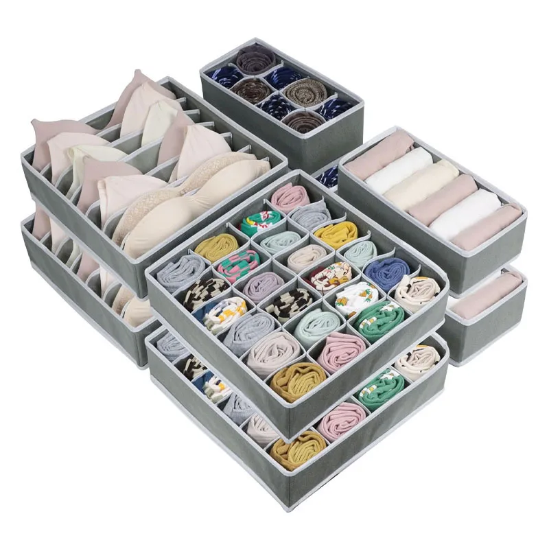 Hot selling 4 a set gray non woven underwear drawer organizer clothing divider