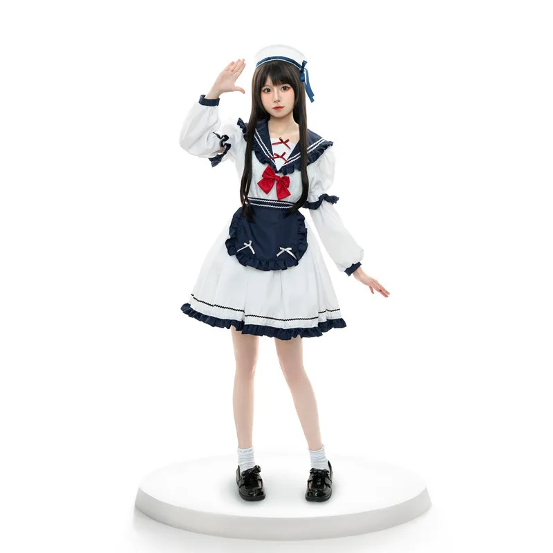 2024 Hot Product Fancy Cos Costume JK Pleated Skirt Halloween Performance Sailor Suit Girl Lolita Maid Dress