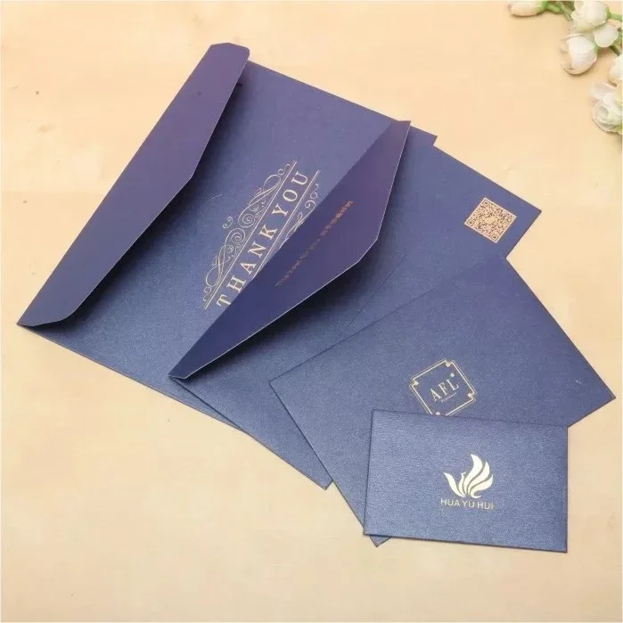 Custom Size A4 C5 Cardboard Foil Business Invitation Gift Card Packaging High Quality Pearl Iridescent Paper Envelope