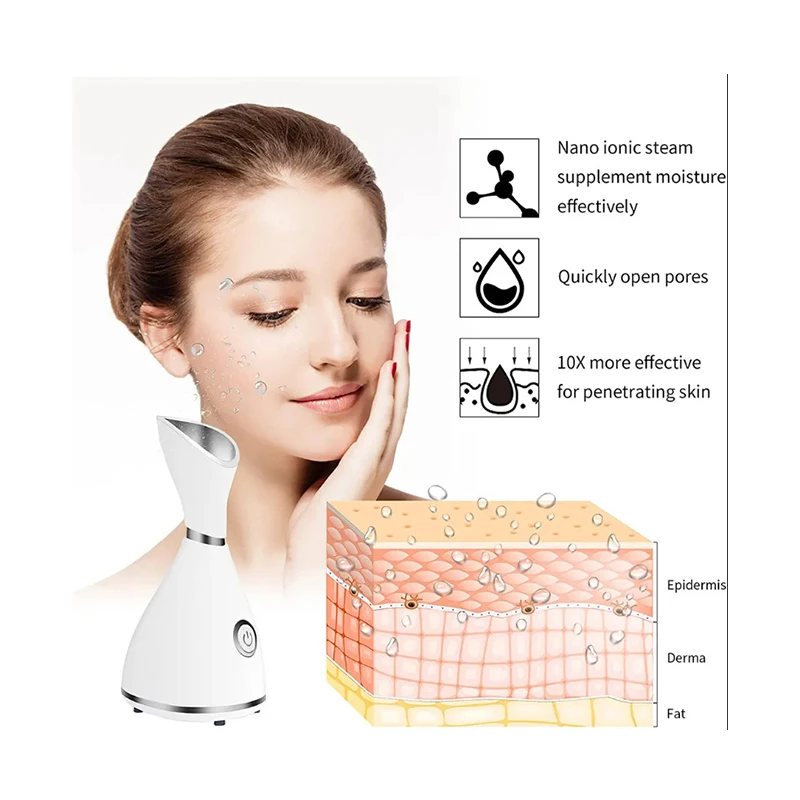 Wholesale Promotion Steam Inhaler Sauna Stand Lamp Spa Streamer Face Black Professional Portable Nano Ionic Vapor Steamer Facial