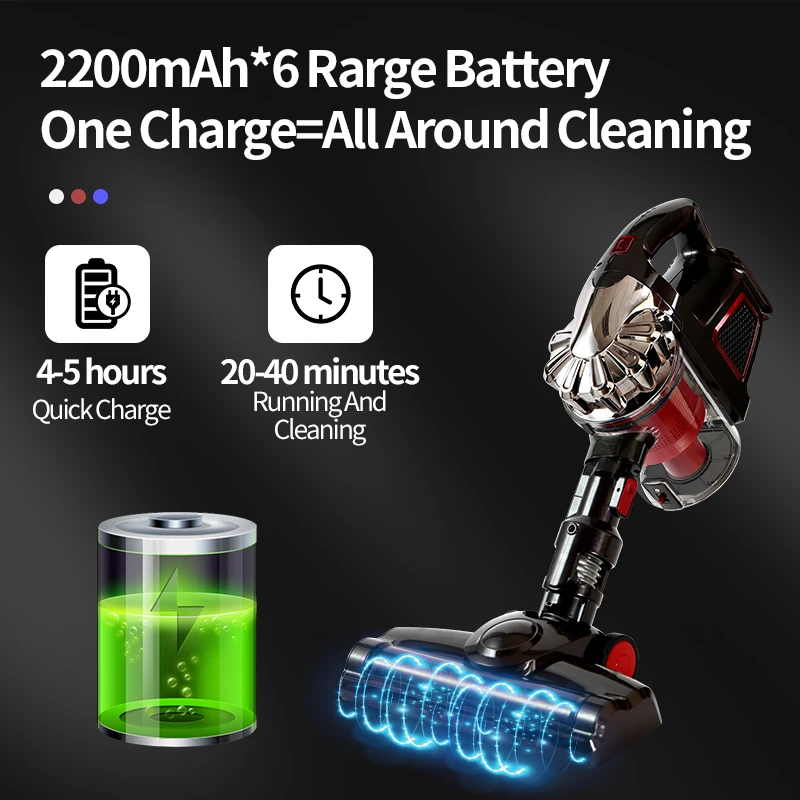Latest Portable Cyclone Light Weight Stick Vacuum Cleaner Cordless Industrial Batteries Rechargeable Vacuum Cleaner