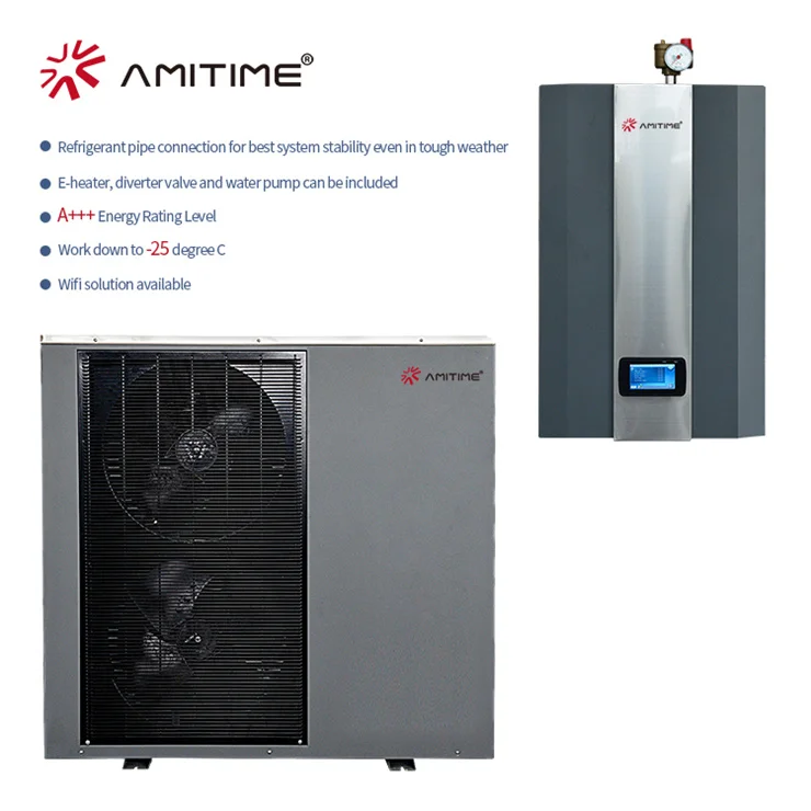 Amitime Factory Direct Supply A+++ Wifi Control High Efficiency Split R32 Air To Water Heat Pump 15Kw For Heating Home