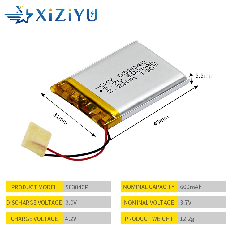 BIS KC CE Certificated Excellent quality perfect quality li-ion cells 503040P 600mAh lithium ion polymer batteries