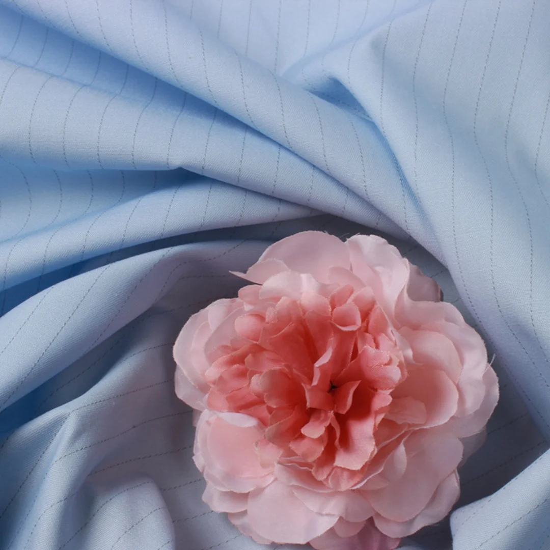 High Quality Anti-static CVC twill 1 cm stripe 58%polyester 40%Cotton 2% ESD TC blended fabric for work clothes