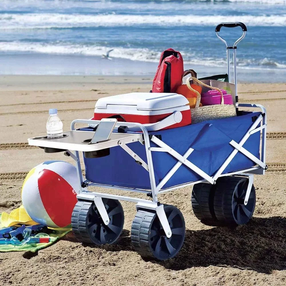 
Heavy Duty Four Wheels All Terrain Collapsible foldable Beach Wagon With Table 